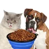 Portable Dog Bowl Składany Silicone Pet Cat Dog Food Water Feeding Travel Bowl do Puppy Doggy Feeder Container z karabinowym