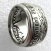 Bague en argent plaqué Morgan avec pièce de monnaie en forme de dollar, têtes, faite à la main, tailles 8 à 16, haute qualité, 2277