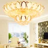 LED Modern Golden Crystal Ceiling Lights Fixture American chandeliers Lamps American Round Gold Lotus Flower Temple Home Indoor Lighting