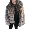 2018 Nowa Moda Z Kapturem Pełne Rękawy Zimowy Fur Coat Navy Blue Casual Kobiety Faux Futro Gruba Ciepła Kurtka Fourrure Femme1