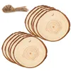 Ornements de Noël Bois DIY Petits Disques En Bois Cercles Peinture Ronde Tranches De Pin w / Trou Jutes Articles De Fête 6CM-7 CM EEA756