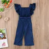 Mode enfant bébé filles vêtements volants manches volants dos nu velours salopette barboteuse combinaison combishort bavoir enfant en bas âge tenues ensemble B11