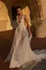 2020 Nuovi abiti da sposa bohémien Backless Applique in pizzo Illusion Beach Robe De Mariee con paillettes in rilievo vestido de novia
