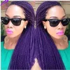 Fashion 28 inch long pre braided box braids heat resistant lace front synthetic wigs for black woman purple color cosplay wig
