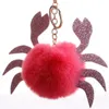 Porte-clés pendentif décoratif en forme de crabe, boule en peluche, ornement mignon suspendu, porte-clés, pendentif pour sac, 5 pièces/lot