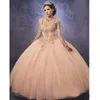 Sparkling Tulle Quinceanera Dresses 2019 odpinane paski i baskijski talii brzoskwinia słodka 16 sukienka z powrotem