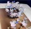 Koreansk stil svart linje krona barn klänning blomma krona tiara prinsessa hårnål flicka huvudband pearl huvudband