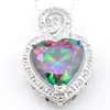 Luckyshine 10 PCS / Lot 925 Zilver Natuurlijke veelkleurige rainbow Charm Hart Mystic Topaz Edelstenen Zilveren Vintage Ketting Hanger 2019 NIEUW