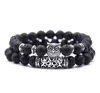 Offre spéciale 2 pièces/ensemble nouveau hibou lave pierre naturelle perlée hommes Bracelet ensemble de bijoux bracelets à breloques