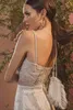 Pärlklänningar Chic Spaghetti Neck Boho Appliced ​​Brudklänningar Golvlängd Chiffong Wedding Dress Robe de Marie