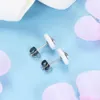New Fashion Titanium Stainless Steel Ceramic Iced Out Cubic Zirconia Womens Earring Studs Black White Stud Jewelry Gifts for Women Wholesale