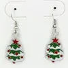 10pairs/Lot Green Minamel Christmas Tree Dangle أقراط الفضة السمكة الأذن - مجوهرات الثريا 42x15mm