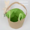 Jute Easter Bunny Totecute Easter Rabbit Basket Round Canvas Present Bag Cartoon Cute Bunny Tails Hucket Put Easter Rabbit Diy Pail 5203914