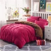 Sängkläder sätter 2021 Winter Fleece Set Reversible Däcke Cover Double Side Flanell Flat Sheet 3/ 4pcs Bed Linen Home Bedclothes Caroset1