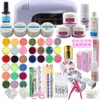 Kits acrylique UV Gel ongles ensemble 9W UV lampe manucure outils Nail Art décoration acrylique paillettes poudre brosse Gel ensemble Kit d'extension