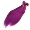 Couleur pourpre Droite 4Bundles Extensions de Cheveux 10-30 pouces Péruvien Vierge Cheveux Tisse Soyeux Cheveux Raides Trames 400g