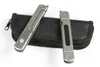 DHL Gratis frakt Ny kullager Flipper Folding Kniv D2 Satin Blade Carbon Fiber + TC4 Titanlegering Handtag med nylonpåse