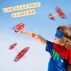 Mix atacado 10 pcs diy biplano glider espuma alimentado avião voador recarregável avião elétrico modelo ciência brinquedos educativos para crianças