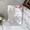 Gllitering Laser Cut Wedding Invitations Multi Colors with Loverカスタマイズされた中空折り畳みパーソナライズされた結婚式の招待状カードbw-hk317g