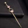 Wasit Buikdans Lange Keten Strik Crystal Body Sieraden Rvs Strass Navel Bell Button Piercing Dangle Ring voor Vrouwen Gift