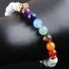 Wojiaer 8mm vit yta sten rund pärlor spöke huvudsträngar armband 7 chakra helande mala meditation bön yoga kvinnor smycken k3239