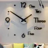 DIY Self Adhesive Wall Clock Large Digital Modern Design Kitchen Kids Living Room Wall Watch Nordic Home Acrylic Decor Sticker