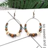 Boucles d'oreilles en coquillage pour femmes, style bohémien, perles en bois, grand cercle, pendentifs, bijoux à la mode, 1 paire