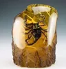 Oriental Vintage Handwork Natural Amber Scorpion Staty