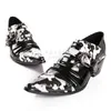 6,5 cm Tacones Personalidad negro blanco flor cuero puntiagudo puntiagudo hombre zapatos de cuero zapatos de hombre vestido de negocios, grandes tamaños 38-46