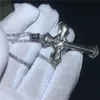 Vecalon Big Cross Pendant 925 Sterling Silver 5a Zircon Bröllop Engagemang Pendants med halsband för kvinnor Män Smycken