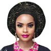 Aso Oke Headtie Gele Nigerian Headtie African Auto Gele Kvinnor Head Wrap Lady Turban för bröllop