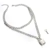 Padlock Chain necklace women 90s link chain silver color lock pendant necklace gothic emo festival fashion jewelry