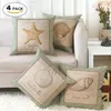 Ocean Sea Conch Retro Style Cushions Couvrir des oreillers décoratifs de haute qualité pour le canapé-lit avec le linge tissée Base d'oreiller