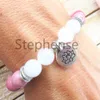 MG0633 Bracelet Lotus pour femme en Rhodonite de qualité A Bracelet de Yoga pour femme en Quartz de neige naturel Bracelet Chakra Mala au Design tendance 231F