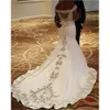 Braut Kleider 2019 Satin Weiß Afrikanische Brautkleider Applikationen Perlen Meerjungfrau Brautkleider Türkei Robe De Mariage Casamento