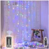 Décorations de vacances Lumières String 300 LED Rideau de fenêtre Twinkle Starry Lights 8 Modes d'éclairage Télécommande pour mariage