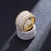 Iced Out Rings for Men Hip Hop Luxury Designer Mens Bling Diamond Gold Silver Ring 18K Gold Poled Wedding Engagement Golden Ring 4225466