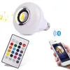 E27 Smart LED Light RGB Trådlös Bluetooth Högtalare Lampa Musik Spelar Dimmerbar 12W Musikspelare Audio med 24 knappar Fjärrkontroll