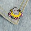 Fleur avec le fer Giant Email Épingles Robot Bannière Denim Badge Badge Bague Vestes Pin de revers Broches pour femmes Bijoux Cadeau pour ami