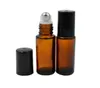 Thick Amber Refillable 5ml MINI ROLL ON GLASS BOTTLES ESSENTIAL OIL Steel Metal Roller ball fragrance PERFUME