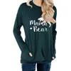 9 colores de alta calidad para mujer Mama Bear letras impresas sueltas cuello redondo manga larga camiseta talla S a 2XL