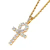 Wholesale-Copper Setting CZ Cross Pendant Hip Hop Zircon Necklace Jewelry CN019