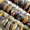 Handmade retro leather bangle Lots 50pcs/lot charm Cuff Bracelets Mix Styles Metal good gift made of pure cow fit Men's Women's Jewelry Gifts