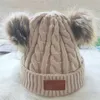 赤ちゃんニットウールの帽子のファックスの毛皮の球Pom Pomsかわいい帽子冬の暖かい幼児子供男の子の女の子のビーニーキャップヘアアクセサリー