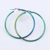 Exquisite Colorful Circle stud Round Hoop Earrings for Women Girl Wedding Party Stainless Steel Jewelry,6 pair/pack