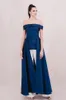 Elie Saab Royal Blue Sexy Комбинезон Вечерние платья плеча Pleats Sweep Поезд Пром платье партии Формальные Комбинезоны Vestidos Festa