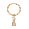 Cheapest Tassel Pendant Bracelet Key Chain Pu Leather Bracelets Wristlet Bangle Leopard Keychain Round Ring Charm Jewelry Car Keyring Holder