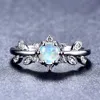 5 pièces / lot cadeau mère complet bleu opale de feu gemmes en argent sterling 925 pour les femmes bague de mariage russe américain bijoux cadeau 202r