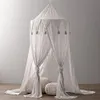 Pure Color Simple Design Kid Baby Bed Canopy Bedcover Mosquito Net Högkvalitativ bomullsbädd Rund Dome Tent Hushåll233G