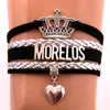 Pelle Infinity Amore Morelos braccialetti dei braccialetti di fascino del cuore intrecciato Pu i monili del braccialetto corona per donne degli uomini trasporto di goccia